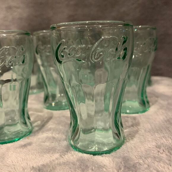 𝅺VINTAGE mini green glass Coca-Cola glasses - Picture 1 of 4